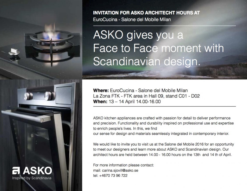 ASKO EuroCucina Invite Architect hours